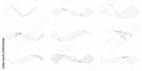 Abstract white ribbons and curves against a plain white background