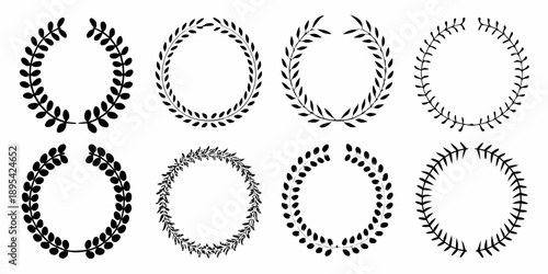 Black and white laurel wreaths arranged in a grid pattern