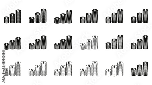 Dollar Coins Symbol Collection Vector..eps