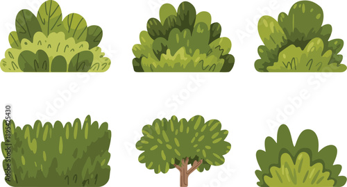 Topiary & Decorative Bush Line Icons Sculpted Garden Plants and Formal Landscaping