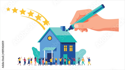 Five Star Real Estate Rating Vector Illustration..eps
