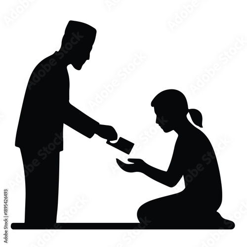 Man giving Zakat silhouette