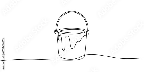 Pouring paint bucket continuous one line drawing animation, Pouring paint bucket animation continuous one line drawing. full length one line animation. Paint bucket. Home renovation, fix, color