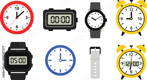 Digital and analog clock in various colors watch digital clock alarm clock