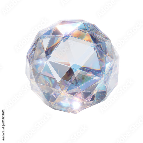 A brilliant multifaceted crystal object reflecting vibrant light and showcasing beautiful chromatic aberration