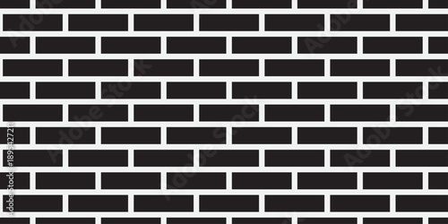 Black brick wall texture and solid bricks seamless pattern background.