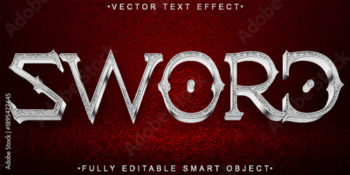  Sword Blade Weapon Typography Vector Fully Editable Smart Object Text Effect