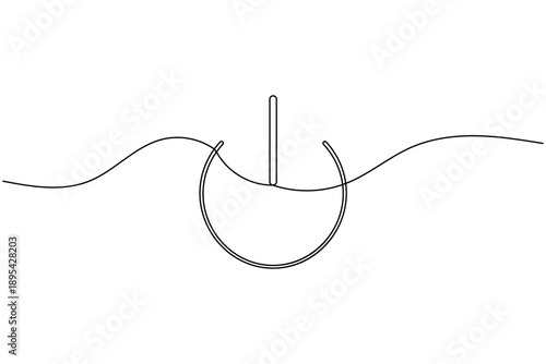 Power button icon continuous one line drawing on white background minimalist on off and start stop power switch control symbol outline vector illustration