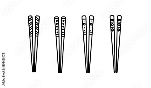Outline style decorative chopsticks vector icons for Asian restaurant and menu design