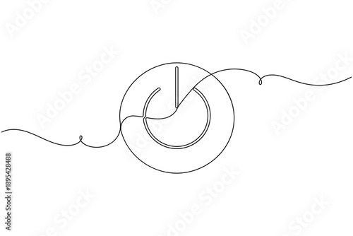 Power button icon continuous one line drawing on white background minimalist on off and start stop power switch control symbol outline vector illustration