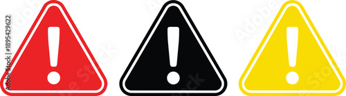 Warning signs with exclamation marks in red black and yellow triangle alert exclamation mark