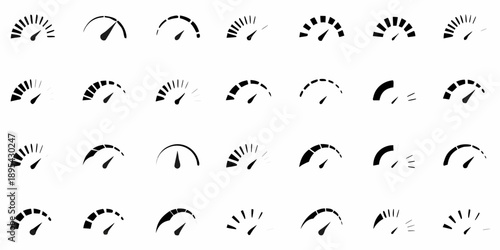 A sequence of abstract crescent shaped designs in varying stages