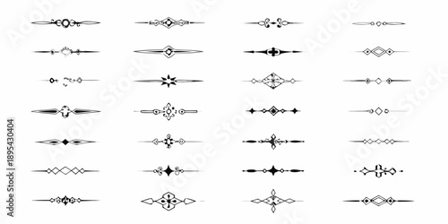 Collection of various ornate black decorative dividers and flourishes