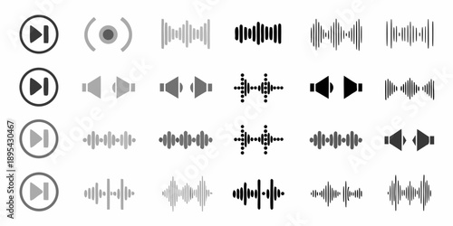 Visual representation of sound waves and audio playback controls