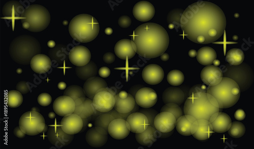 Abstract bokeh effect with luminous yellow circles against a dark background