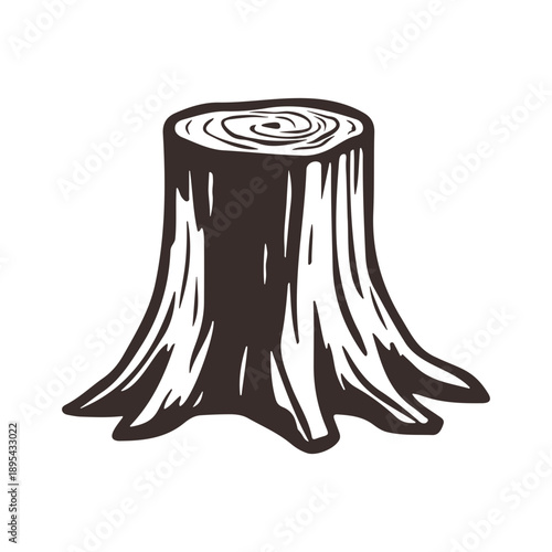 Brown silhouette of a tree stump, without background.
