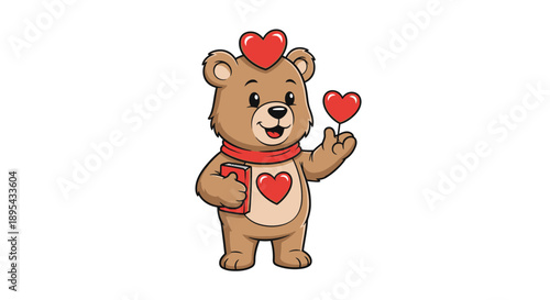 Cartoon Teddy Bear with Heart Decoration.
