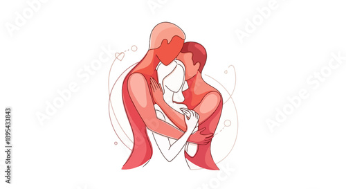 Couple Embracing with Heart Shape.