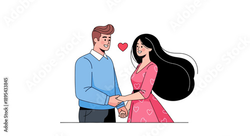 Illustration of Couple Holding Hands Together.