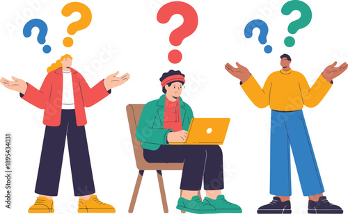 Business Help Center Illustration Collection  People Asking Questions and Seeking Support