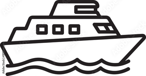 Cruise Ship Icon – Passenger Boat Marine Transport Outline Vector Illustration