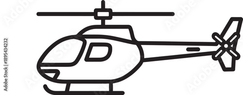 Helicopter Outline Icon – Air Transport Line Art Symbol
