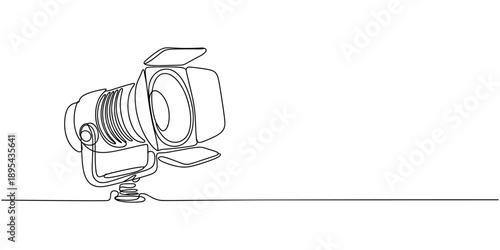 TV studio spot light continuous one line drawing, Spotlight Drawing, Spotlight, Light