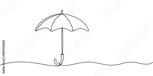 umbrella continuous one line drawing, minimalist vector design, Simple outline Drawing of a umbrella illustration.