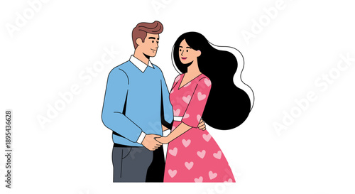 Illustration of Couple Holding Hands Together.