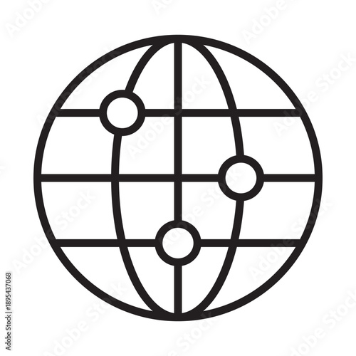 Global network connectivity icon worldwide communication technology graphic internet web symbol digital data transfer
