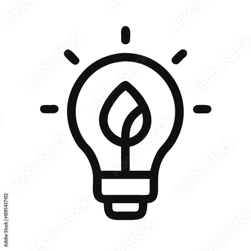 Eco Idea Light Bulb, Green Energy Innovation, Sustainable Solution Concept, Bright Inspiration, Ecology Technology, Eco-friendly Brainstorming