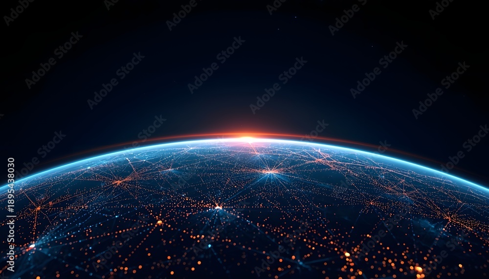 Obraz premium Future Technology and Global Network from Space