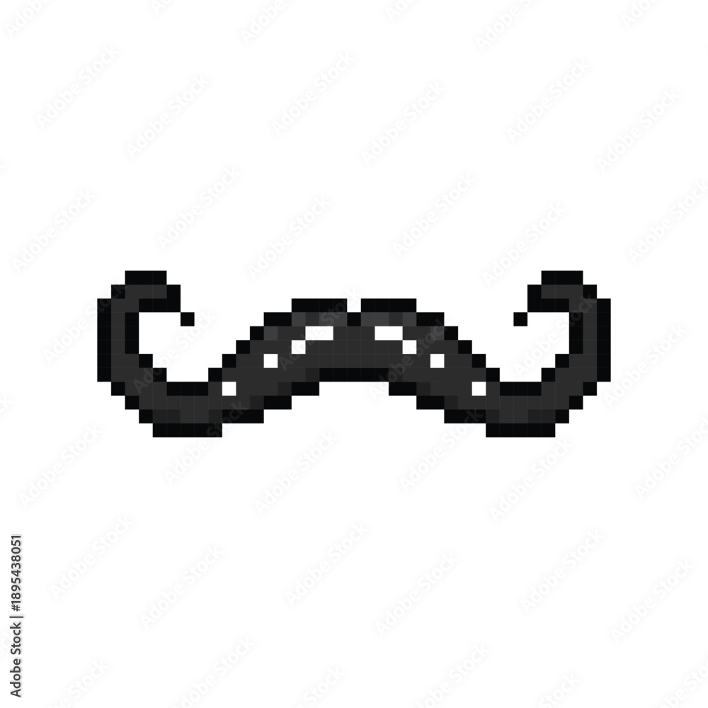 Obraz premium Pixel art stylish moustache facial element isolated