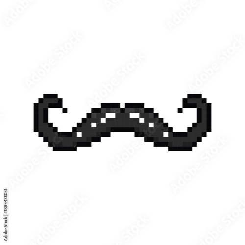 Pixel art stylish moustache facial element isolated