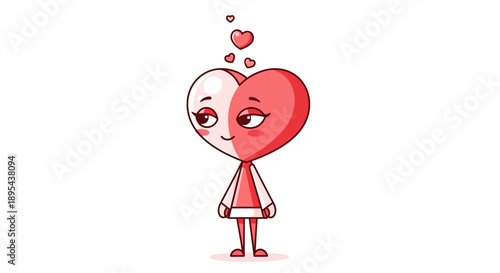 Cartoon Heart Character with Love Expression.
