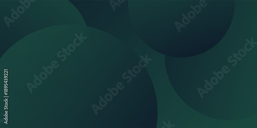 A dark green background with smooth, overlapping circles. The background is green with a gradient texture, creating a modern, abstract style. Minimal abstract circles vector gradient background