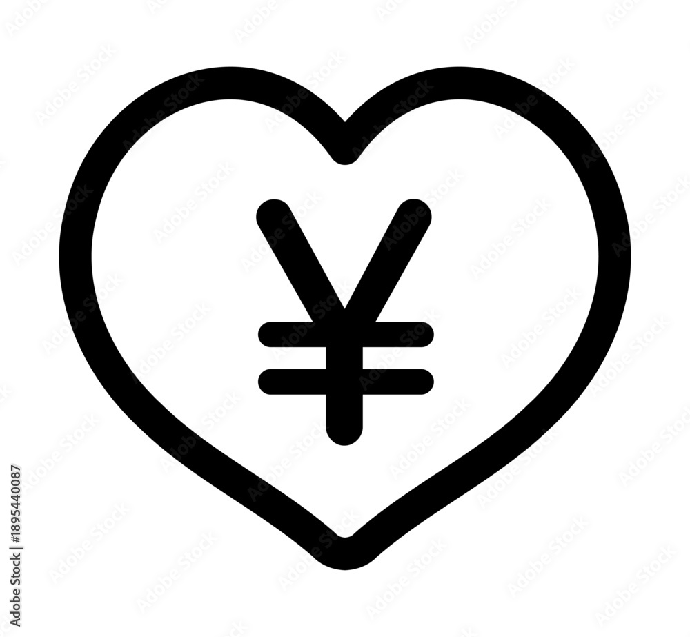 Obraz premium ハートと日本円のシンボル