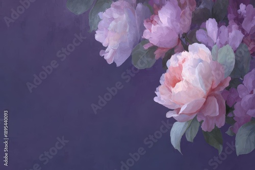 A bunch of flowers on a black background