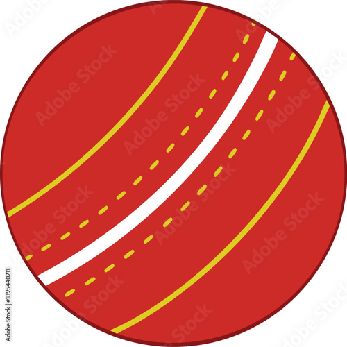 Simple icon representing a bright red cricket ball with prominent seam detail