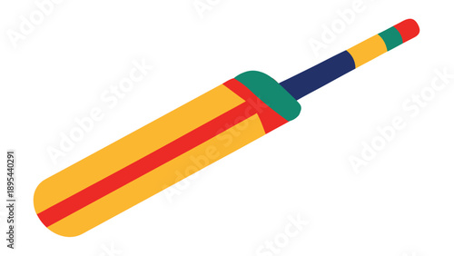 Colorful flat design illustration of a cricket bat sporting bright accent colors