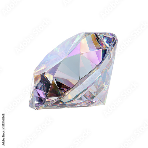 A sparkling brilliant-cut diamond reflecting a vibrant spectrum of colors on a dark background