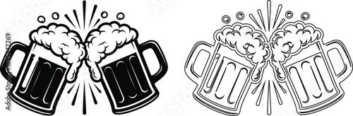 Cheers with two mugs of beer