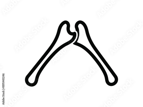 Minimalist vector illustration of a wishbone, black and white icon symbolizing luck, tradition, and friendship.