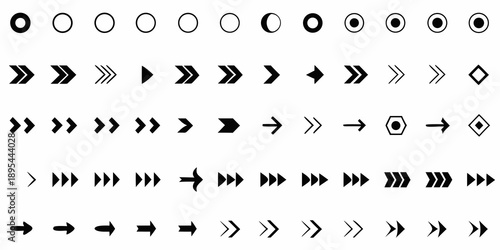 A sequence of black shapes demonstrating increasing fill and directional arrows