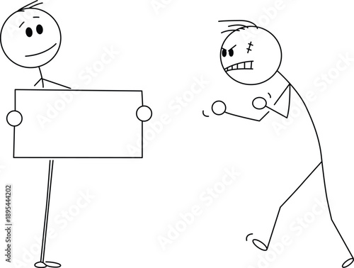 Person presenting to angry individual Vector
