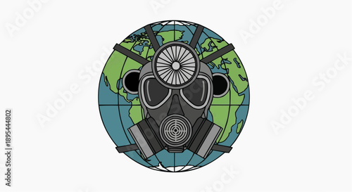 Hourglass filled with water and clouds at the top, contrasting with military vehicles and people at the bottom