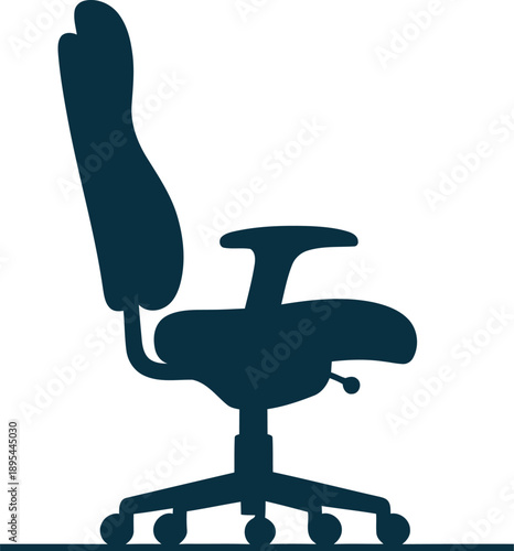 A black office chair with a high backrest and adjustable features