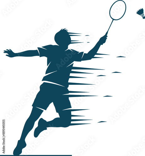 Tennis player in motion swinging racket to hit ball