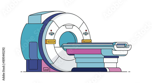 Illustration of a medical mri machine for diagnostic imaging procedures