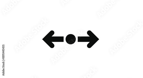Simple black icon depicting opposing arrows flanking a central dot
